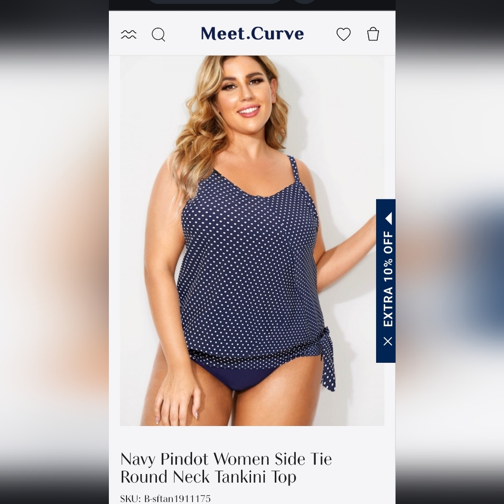 Navy polkadot tankini set NWOT